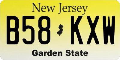 NJ license plate B58KXW