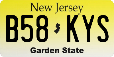 NJ license plate B58KYS