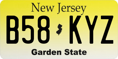 NJ license plate B58KYZ