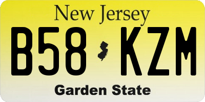 NJ license plate B58KZM