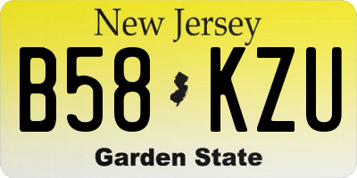 NJ license plate B58KZU