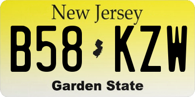 NJ license plate B58KZW