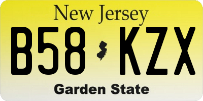NJ license plate B58KZX
