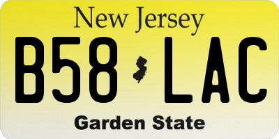 NJ license plate B58LAC