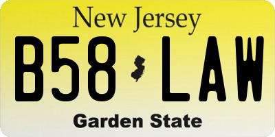 NJ license plate B58LAW