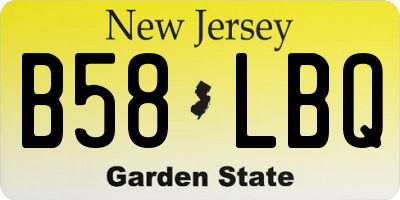 NJ license plate B58LBQ