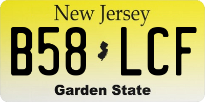 NJ license plate B58LCF