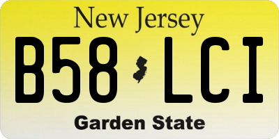 NJ license plate B58LCI