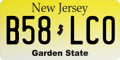 NJ license plate B58LCO
