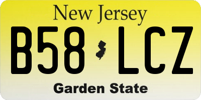 NJ license plate B58LCZ