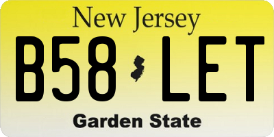NJ license plate B58LET