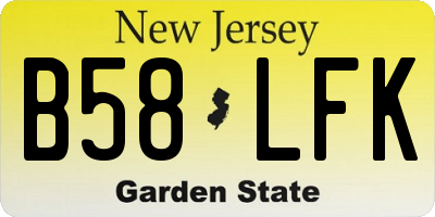 NJ license plate B58LFK