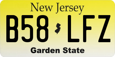 NJ license plate B58LFZ