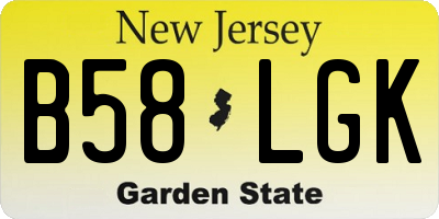 NJ license plate B58LGK