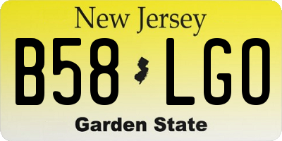NJ license plate B58LGO