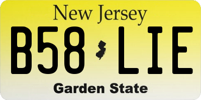 NJ license plate B58LIE