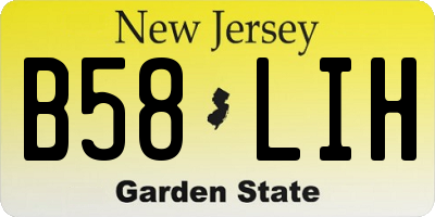 NJ license plate B58LIH
