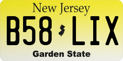 NJ license plate B58LIX