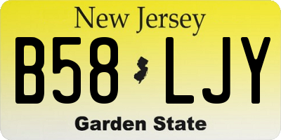 NJ license plate B58LJY