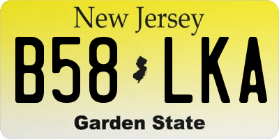 NJ license plate B58LKA