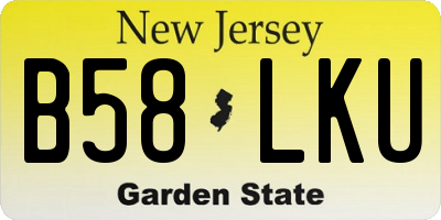 NJ license plate B58LKU