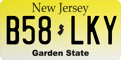 NJ license plate B58LKY