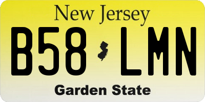 NJ license plate B58LMN