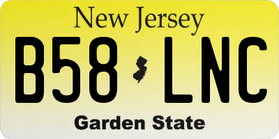 NJ license plate B58LNC