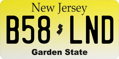 NJ license plate B58LND