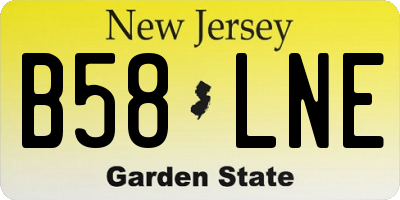 NJ license plate B58LNE