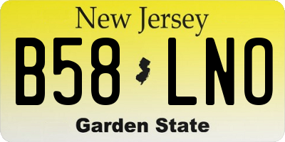 NJ license plate B58LNO