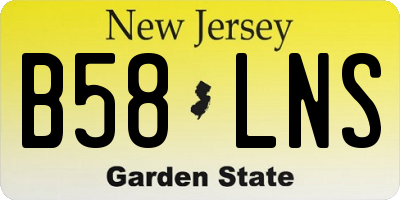 NJ license plate B58LNS