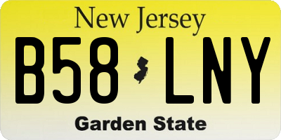NJ license plate B58LNY