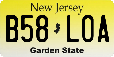 NJ license plate B58LOA