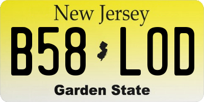 NJ license plate B58LOD