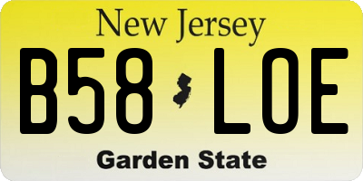 NJ license plate B58LOE