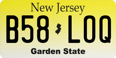 NJ license plate B58LOQ