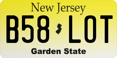 NJ license plate B58LOT