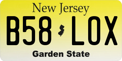 NJ license plate B58LOX