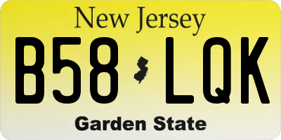 NJ license plate B58LQK