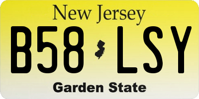 NJ license plate B58LSY