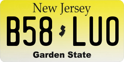 NJ license plate B58LUO