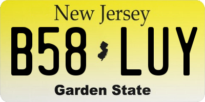 NJ license plate B58LUY