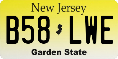 NJ license plate B58LWE