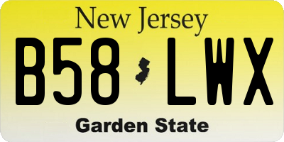 NJ license plate B58LWX