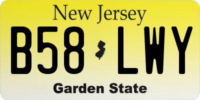 NJ license plate B58LWY