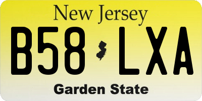 NJ license plate B58LXA