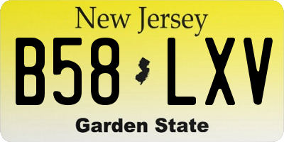 NJ license plate B58LXV