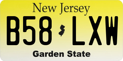 NJ license plate B58LXW