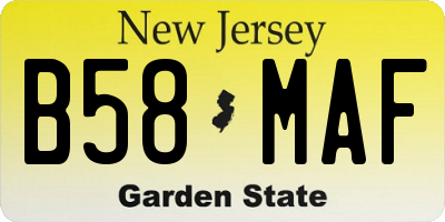 NJ license plate B58MAF